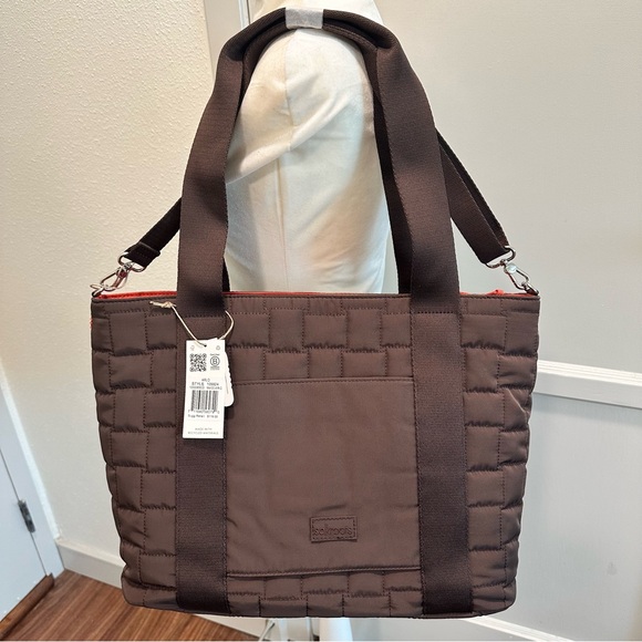 The Sak Handbags - The Sak Arlo Large Mahogany Brown Quilted Tote Bag w/ Crossbody Strap